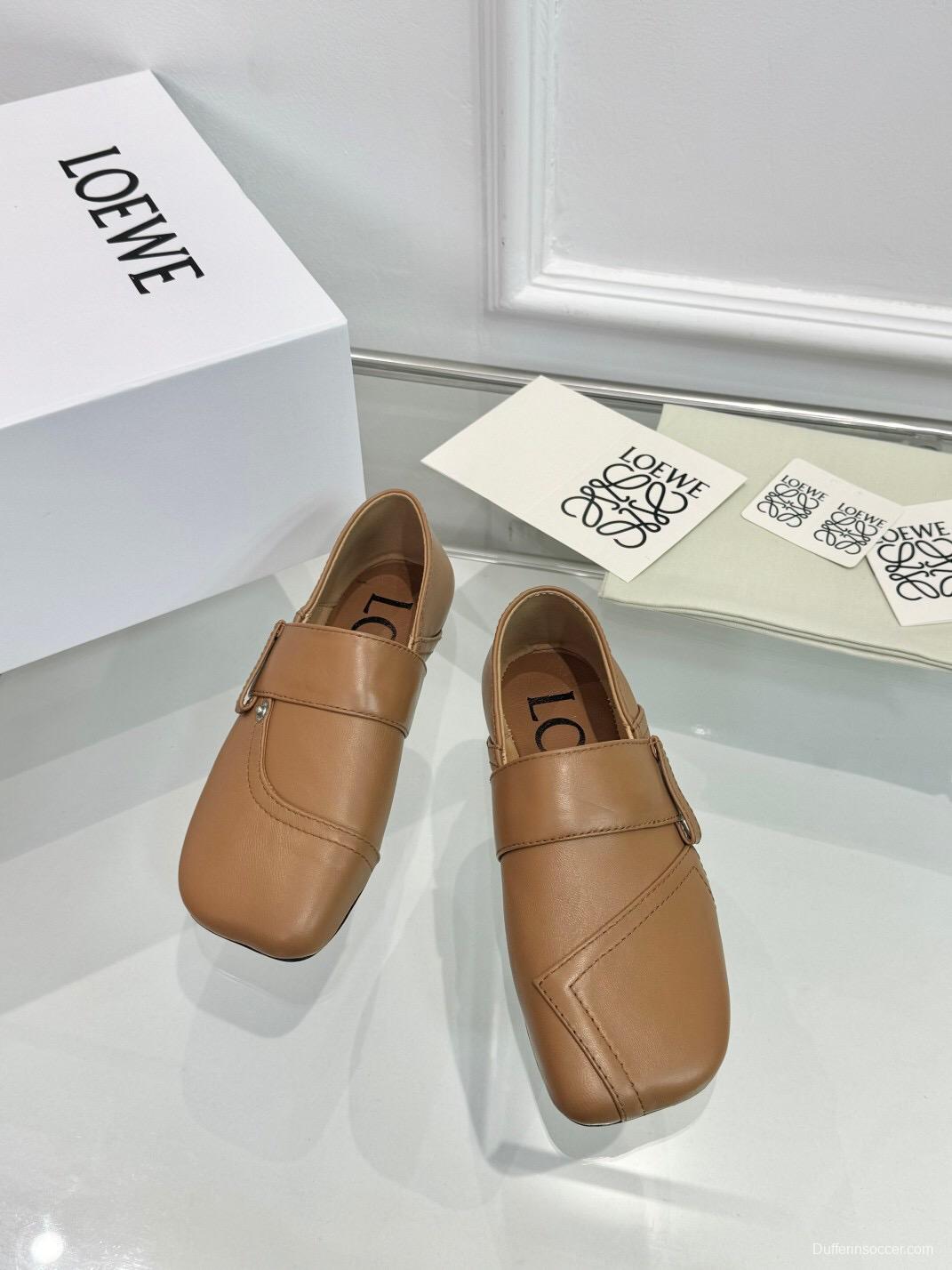 2025 Women Loewe Brown Leather Loafers LY00291