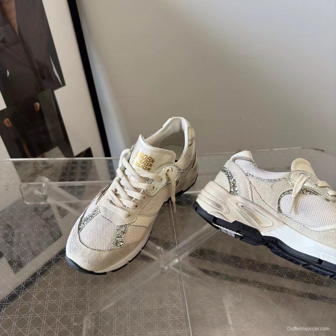 2024 Women GGDB Beige White Suede Mesh Sneakers