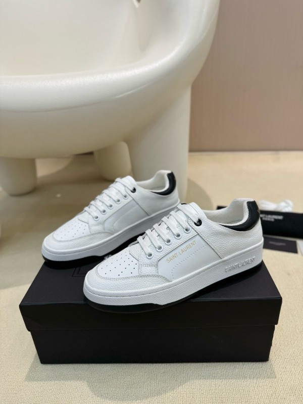 2024 Unisex Yves Saint Laurent white black leather sneakers