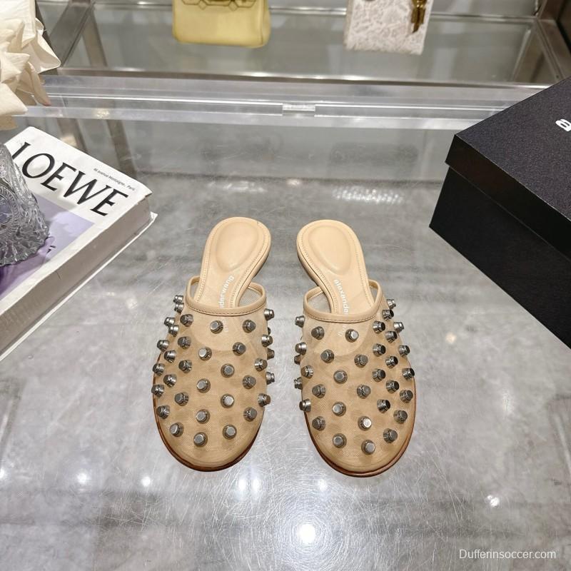 2025 Slippers Alexander Wang Beige Leather Studded LY00310