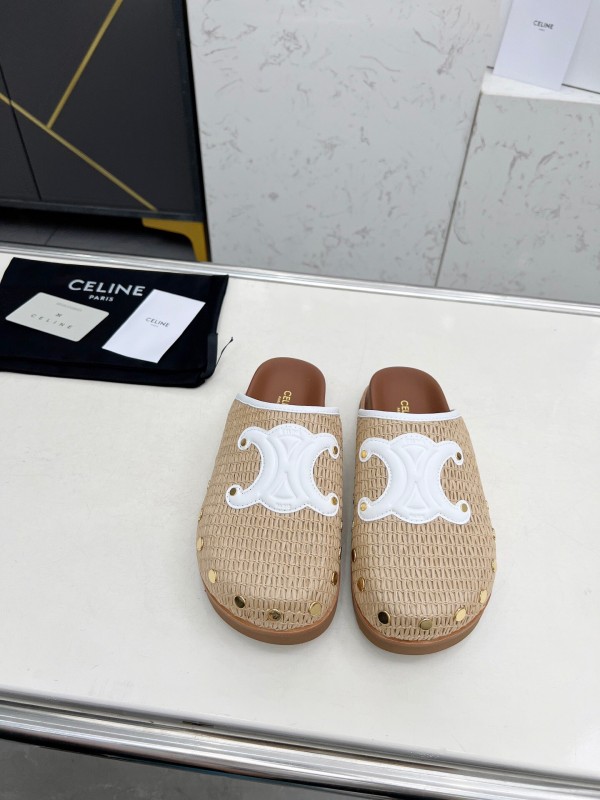 2025 CELINE Beige Leather Slippers LY00241