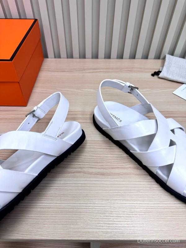 2025 Slippers Hermès White Leather Sandals LY00270