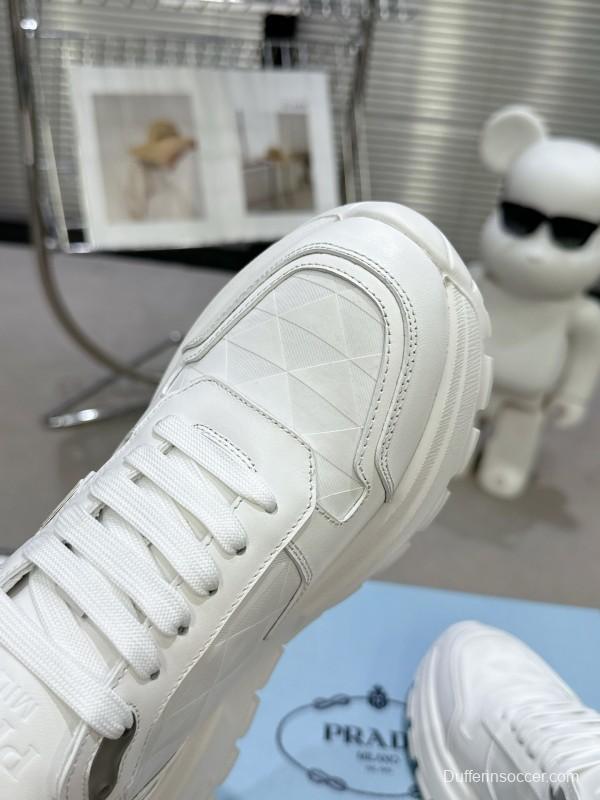 2025 Unisex Prada White Leather Sneakers