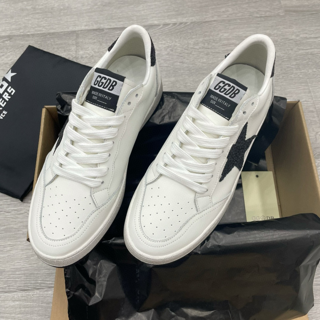 2024 Unisex GGDB White Black Leather Low Top Sneakers MJ00260