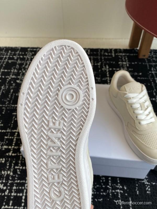 2025 Women Celine Beige Canvas Sneakers CELINE Embroidered Logo