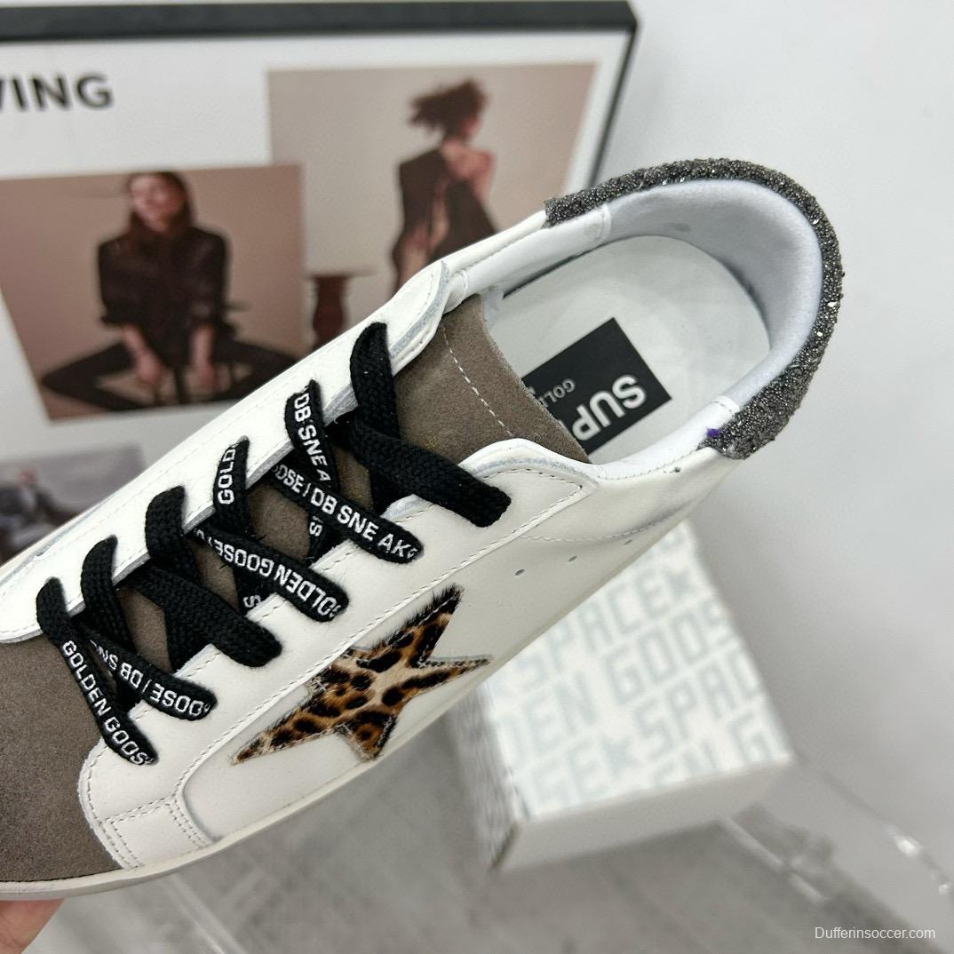 2025 Women GGDB White Leopard Suede Leather Sneakers