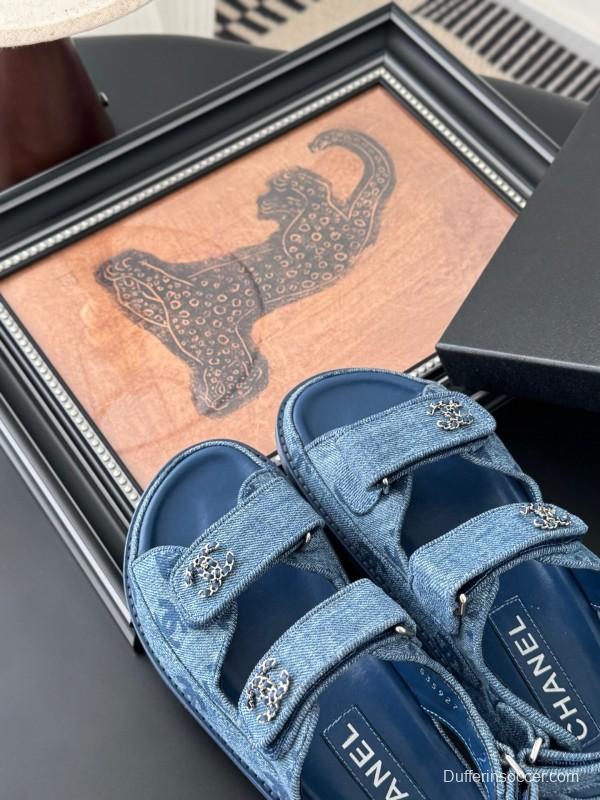 2025 Women Chanel Blue Denim Sandals LY00320