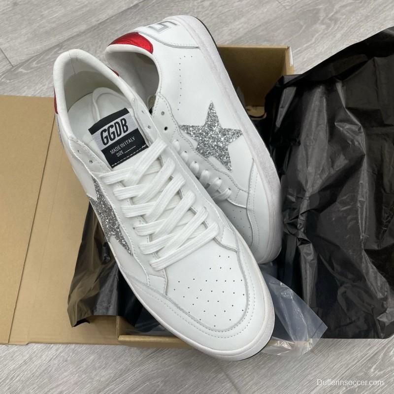 2024 Unisex GGDB White Silver Glitter Leather Sneakers MJ00260