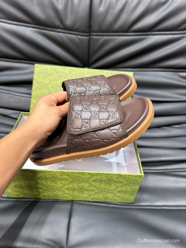 2024 Slippers Gucci Brown Leather Slippers MJ00200