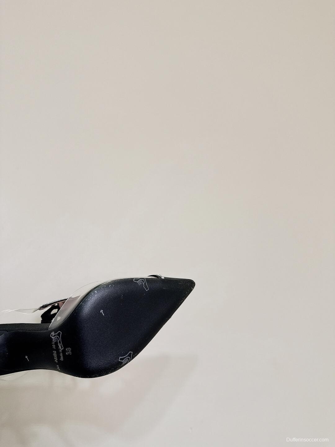 2025 Women Les Petits Joueurs Black Transparent Satin High Heels KFY00290