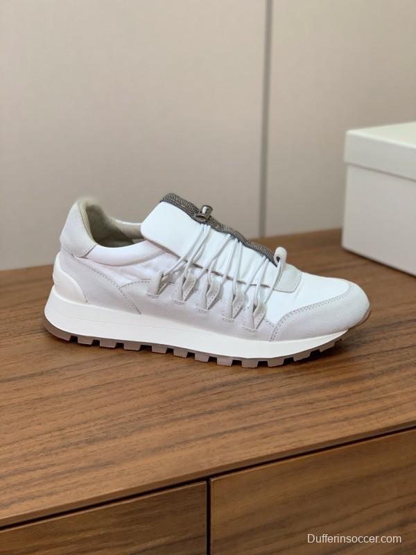 2025 Men Brunello Cucinelli White Leather Casual Sneakers