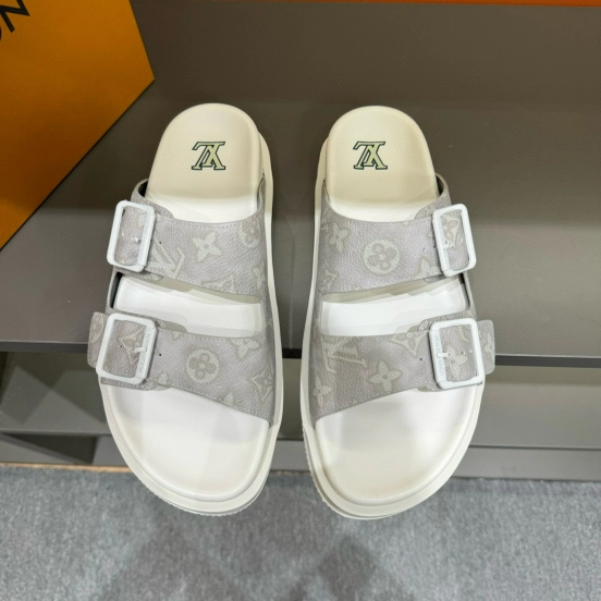 2024 Slippers Louis Vuitton White Canvas Slippers