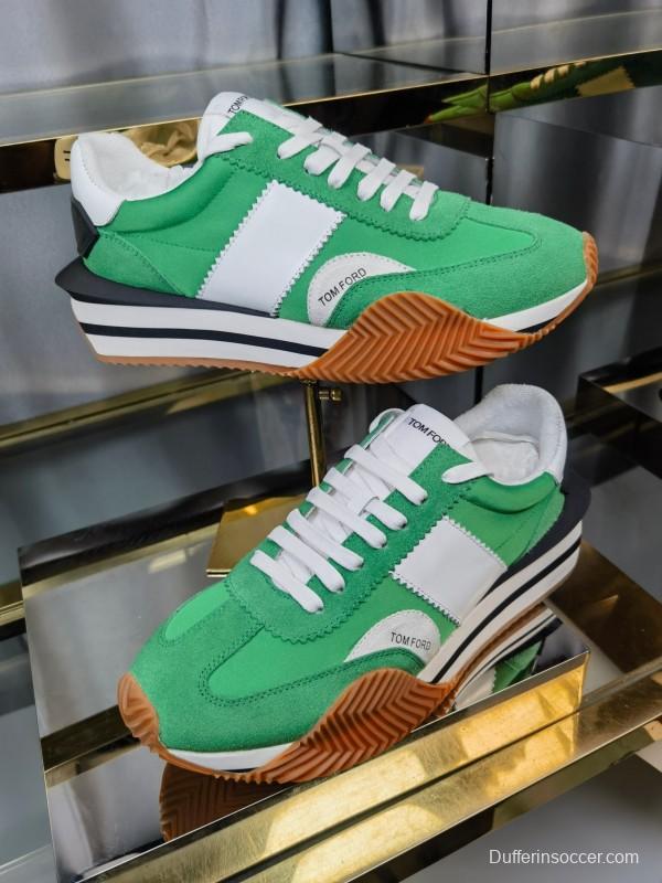 2025 Unisex TOM FORD Green White Suede Leather Sneakers LY00360(F)/LY00370(M)