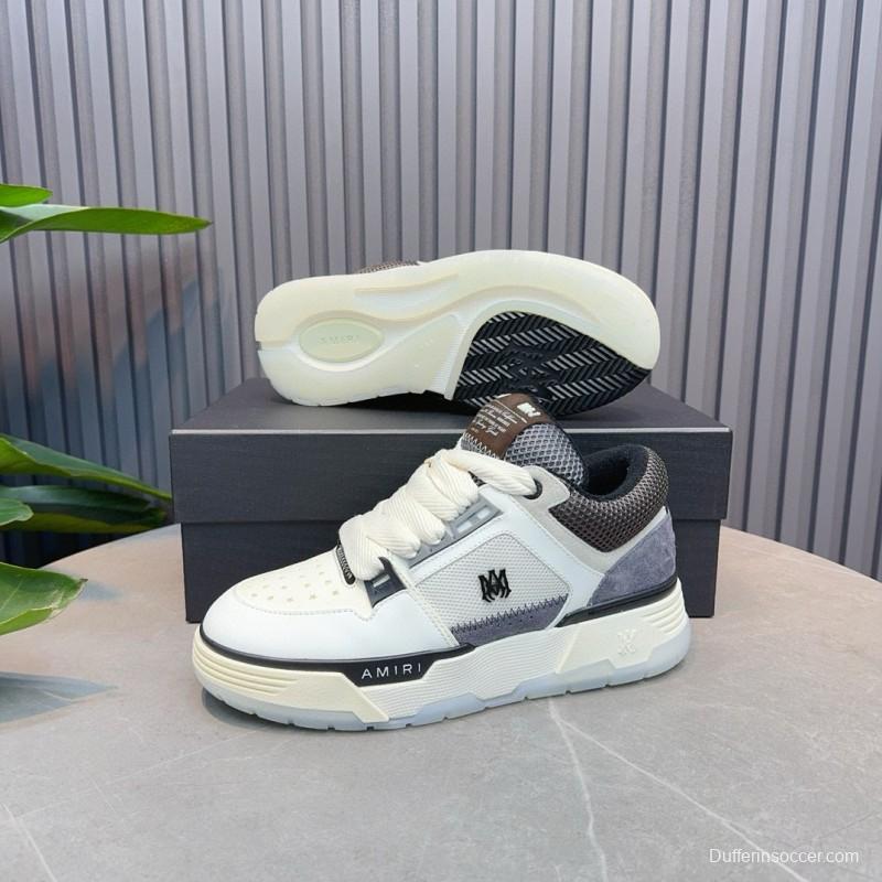 2024 Unisex Amiri White Grey Mesh Suede Sneakers MJ00360