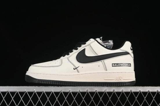 Nike Balenciaga Air Force 1'07 Low Collaboration Triple Swoosh Beige Black Casual Shoes - FR0538-090