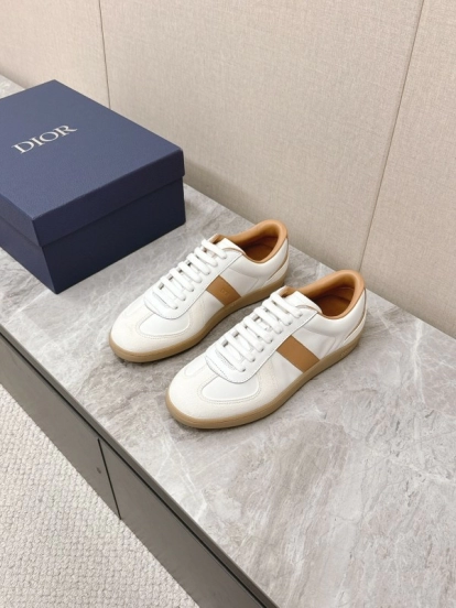 2025 Unisex Dior White Amber Leather Sneakers KFY00300
