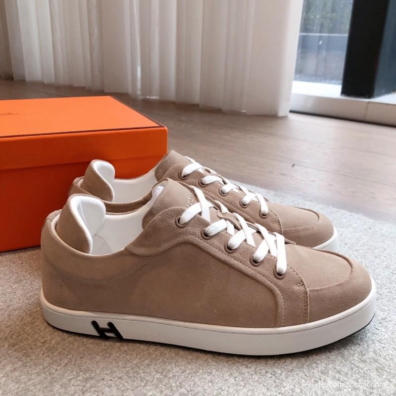 2025 Unisex H Beige White Suede Leather Sneakers AS00380
