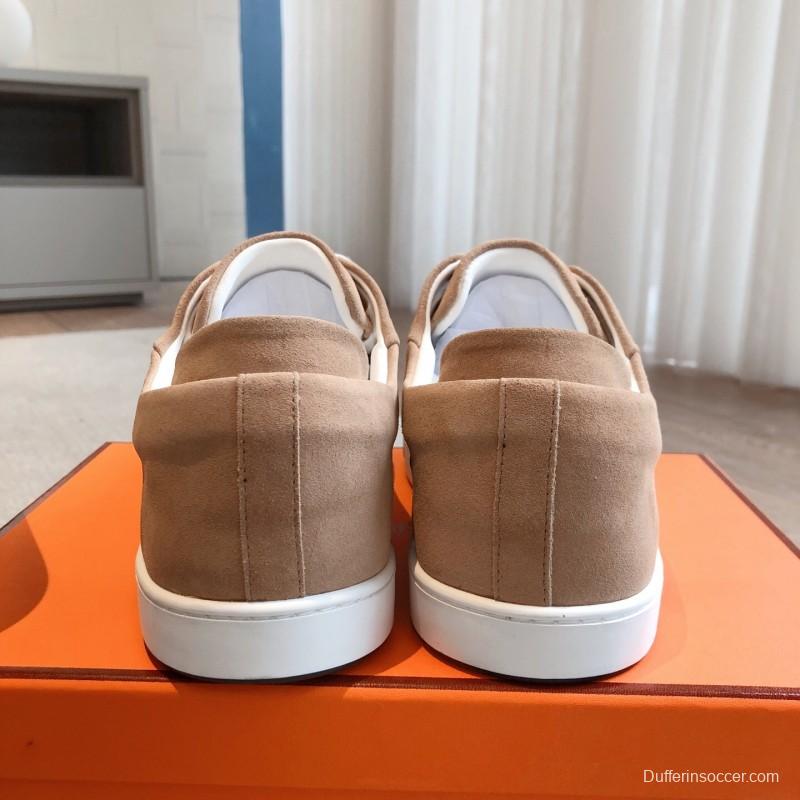 2025 Unisex H Beige White Suede Sneakers AS00380