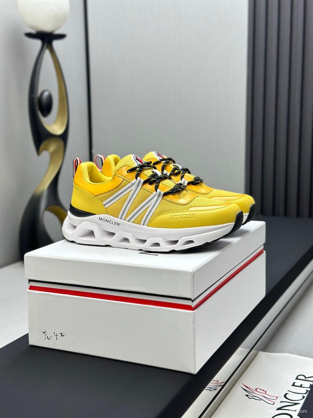 2025 Unisex Moncler Yellow Nylon Mesh Outdoor Sneakers KFY00390
