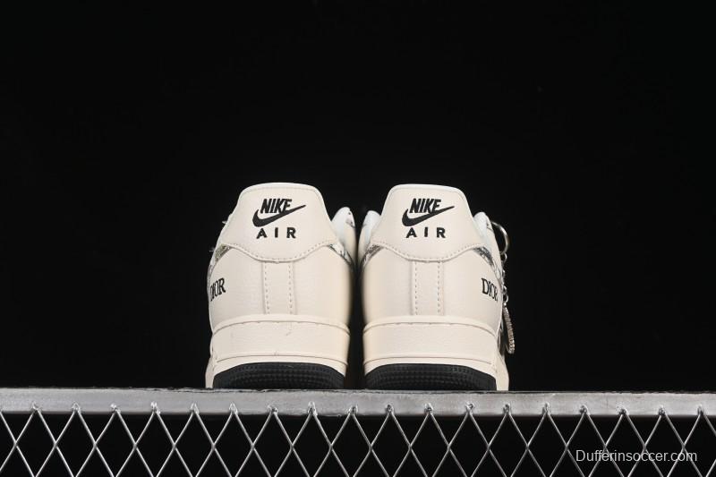 Nike Air Force 1 '07 Low Dior Collaboration Gray Floral Low-Top Casual Sneakers - DF0188-064