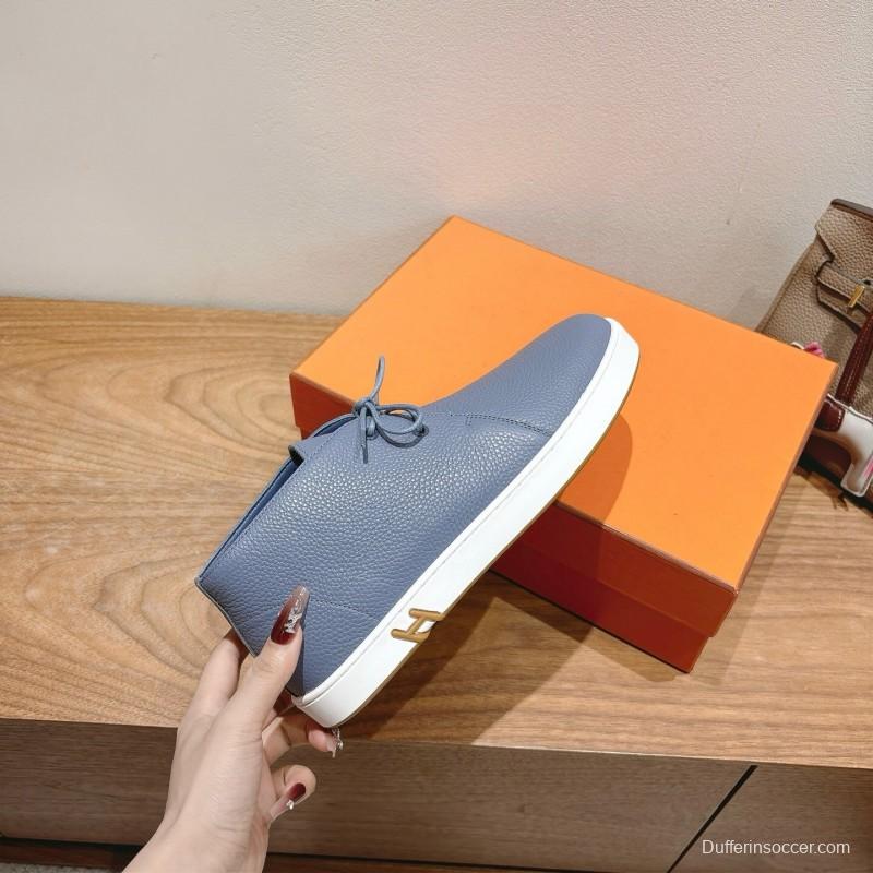 2025 Unisex H Light Blue Leather Sneakers AS00380