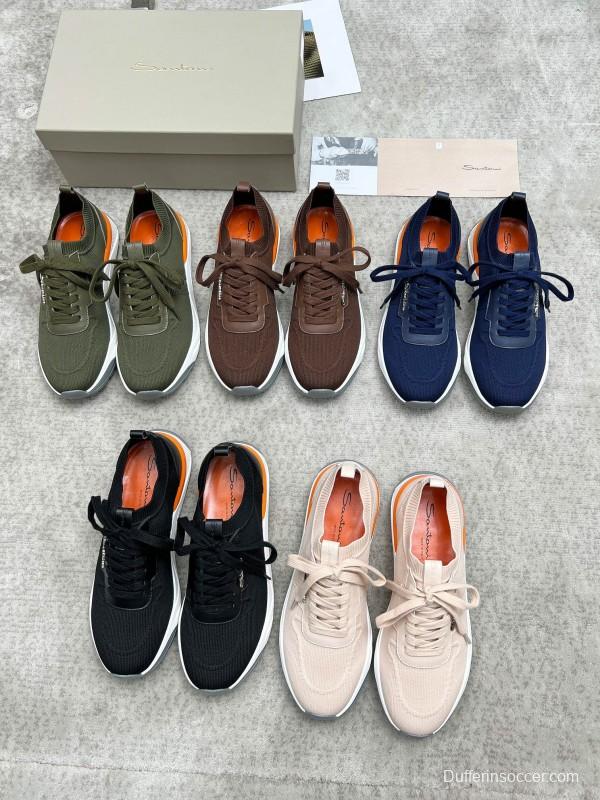 2025 Unisex Santoni Beige Wool Blend Knit Sneakers AS00320