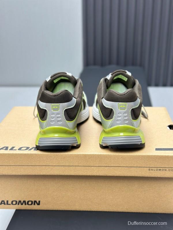 2025 Unisex SALOMON Brown White Cream Leather Mesh Sneakers AS00320