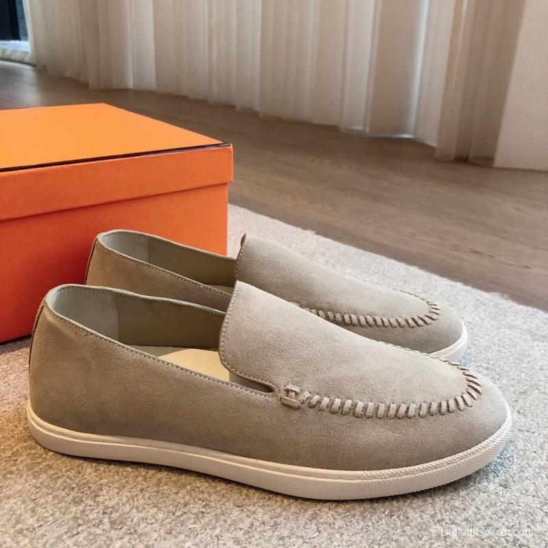 2025 Men Hermès Beige Suede Loafers AS00380