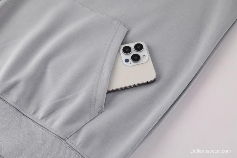 25/26 Manchester United Hooide Grey Full Zipper Jacket + Long Pants