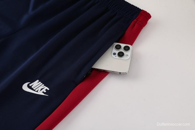 2025 Nike Navy/Red Full Hoodie Zipper Jacket +Long Pants