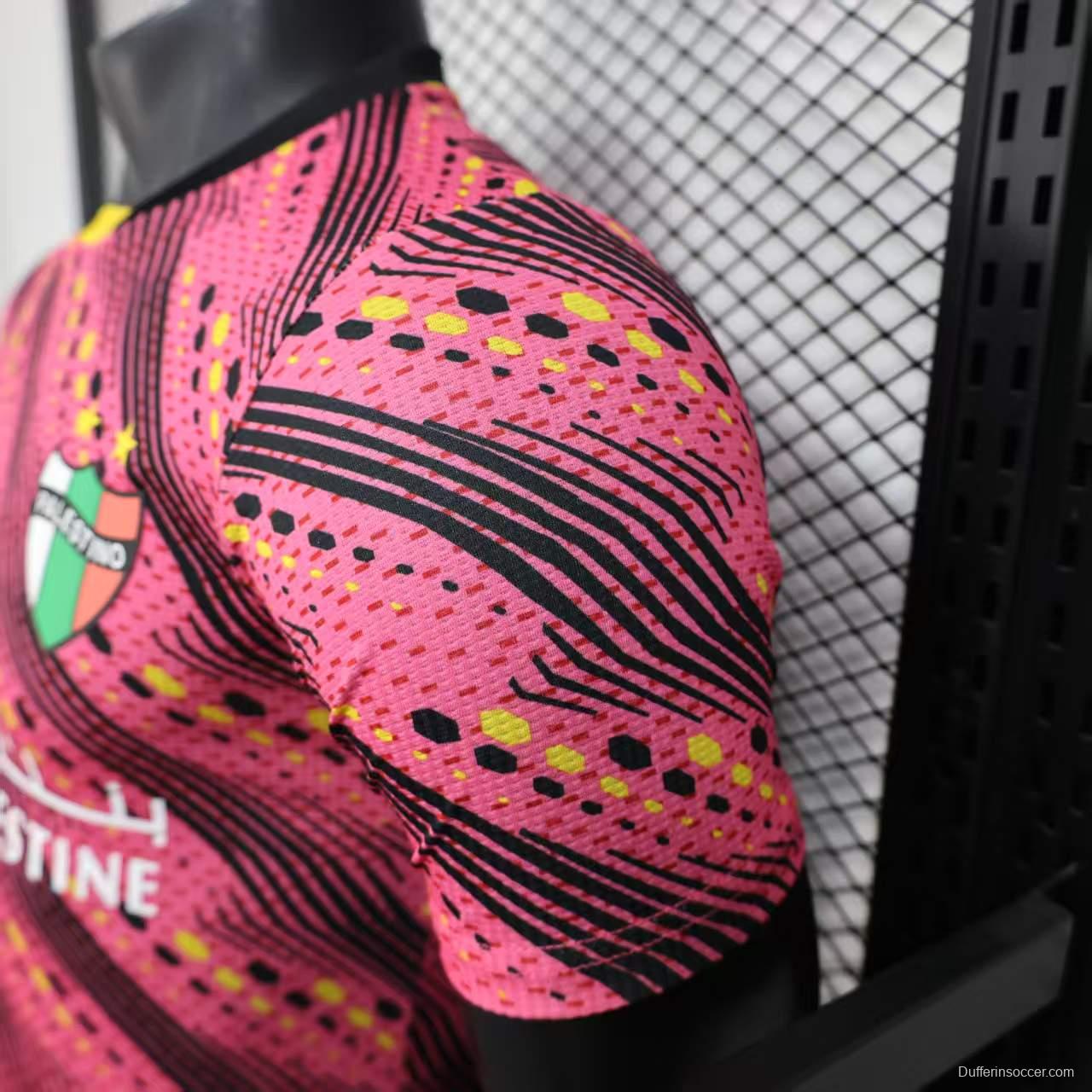 Player Version 25/26 Palestine Pink with Geometric Wave Pattern Jersey