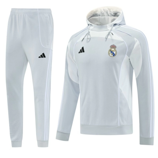 25/26 Real Madrid Hoodie Full Zipper Jacket + Long Pants