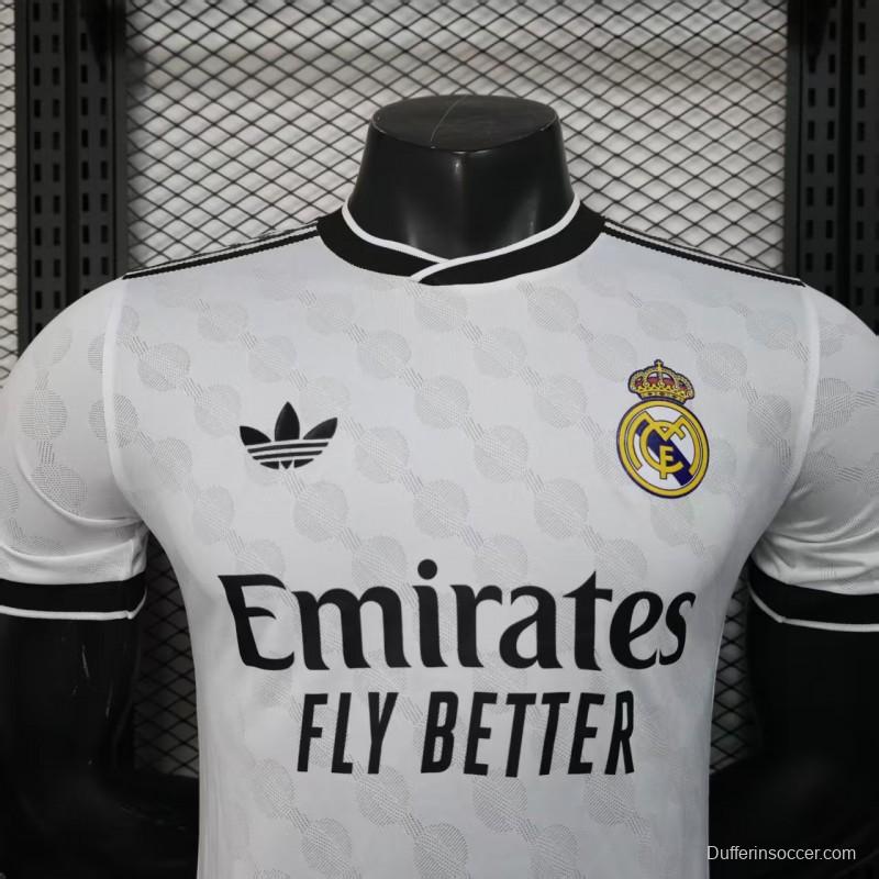 Player Version 25/26 Real Madrid White with Geometric Pattern Jersey