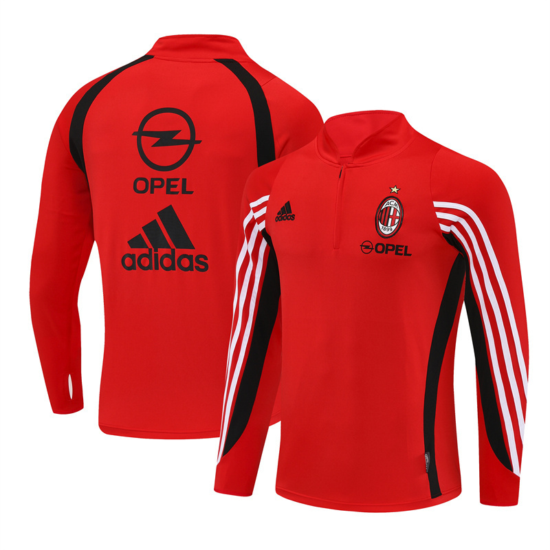 Retro 03/04 AC Milan Red Half Zipper Jacket