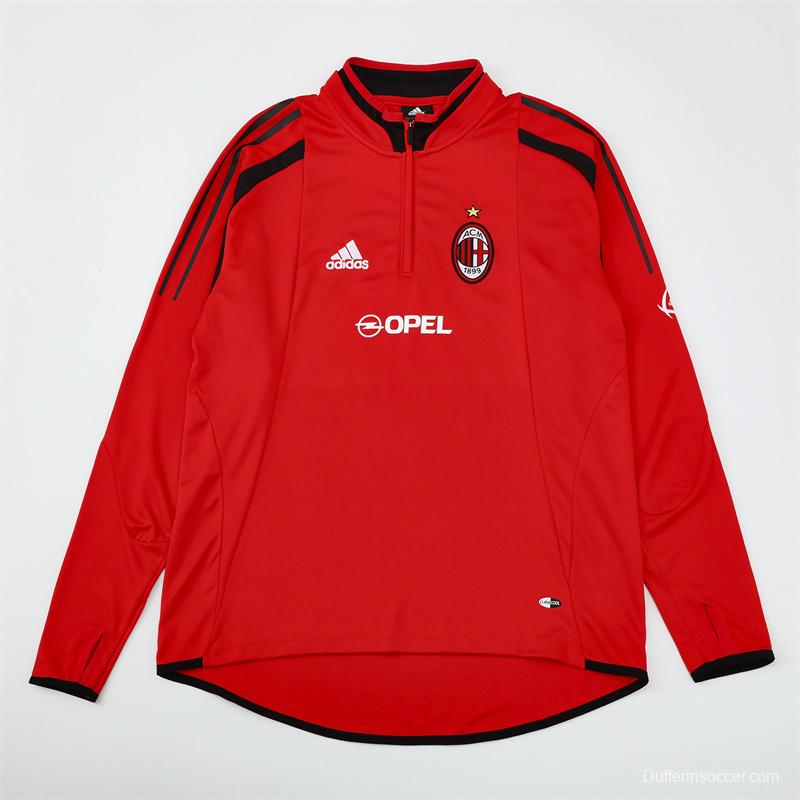 Retro 04/05 AC Milan Red Half Zipper Jacket