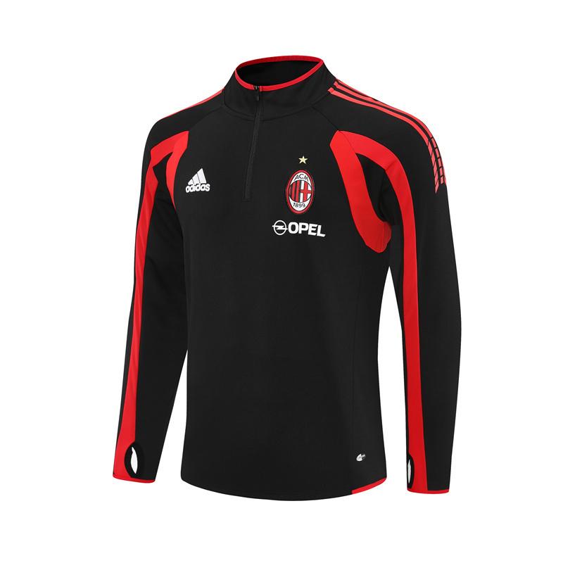 Retro 05/06 AC Milan Black Half Zipper Jacket+Long Pants