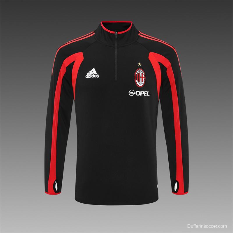 Retro 05/06 AC Milan Black Half Zipper Jacket+Long Pants