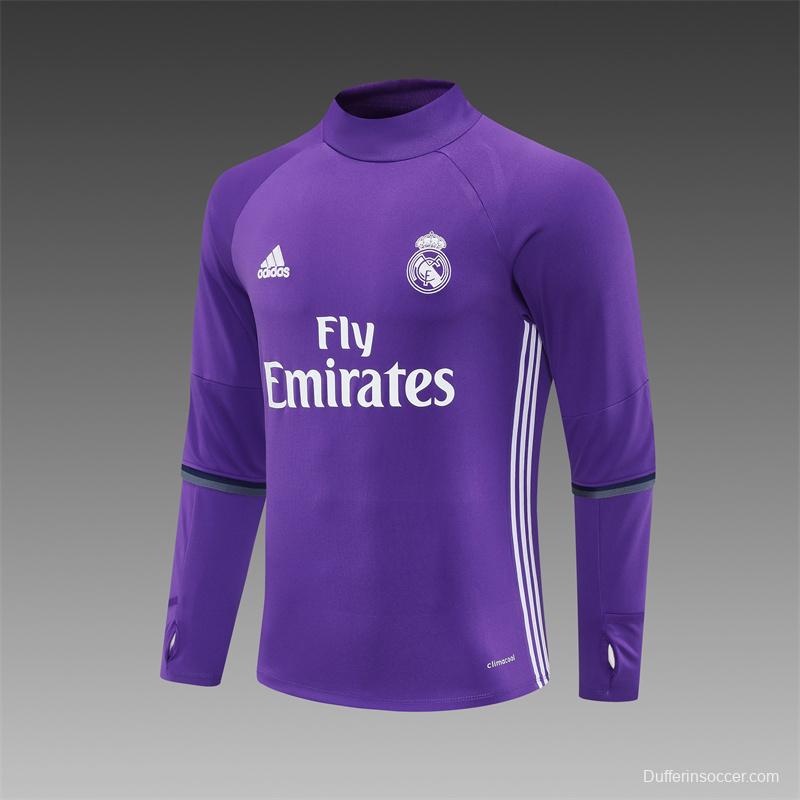 Retro 16/17 Real Madrid Purple Half Zipper Jacket