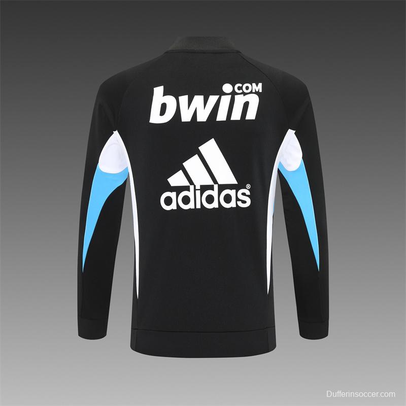 Retro 08/09 Real Madrid Black Half Zipper Jacket