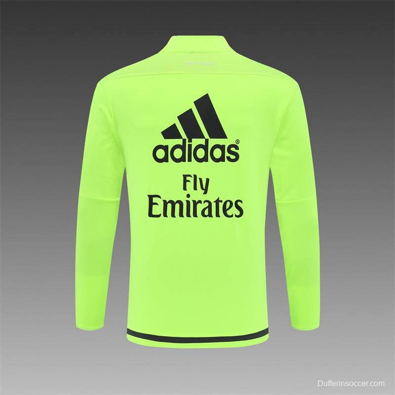 Retro 15/16 Real Madrid Fluorescent Green Half Zipper Jacket