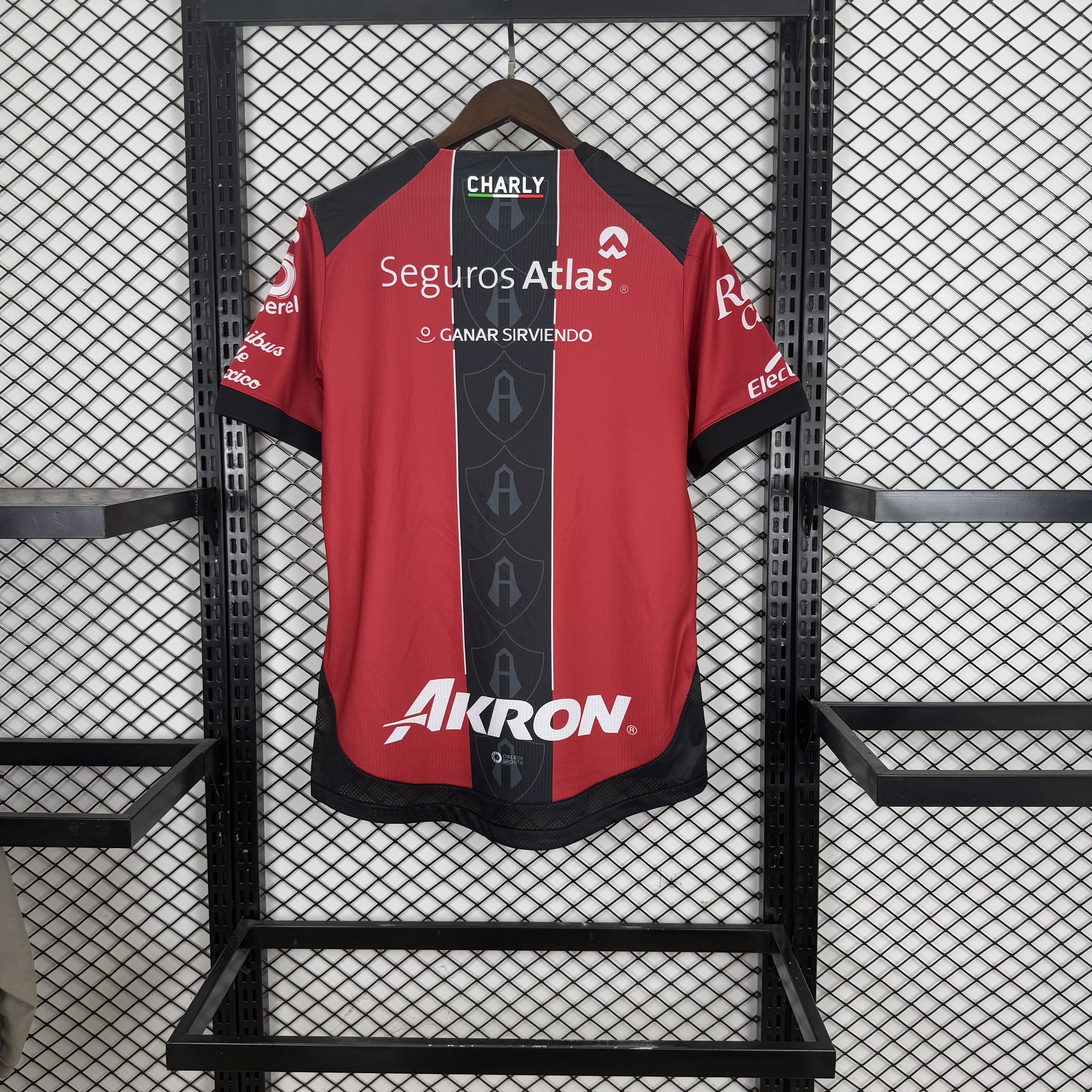 Player Version 25/26 Atlas FC  Home Red & Black Vertical Stripes Jersey