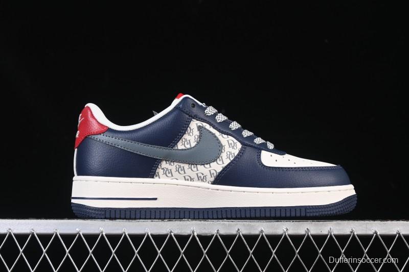 Nike Air Force 1 '07 Low Dior Collaboration White Blue Gray Hook Casual Sneakers - XD2588-603