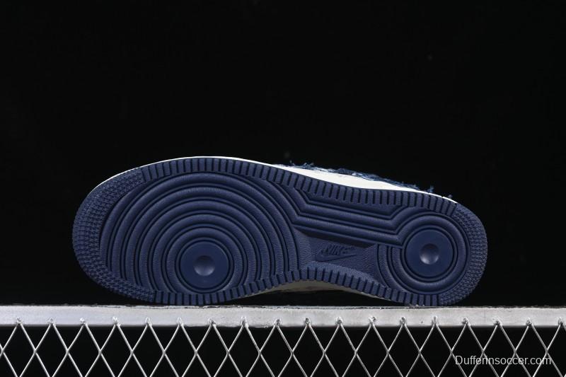 Nike Air Force 1 '07 Low Casual Sneakers in White Navy Blue - YF9511-816