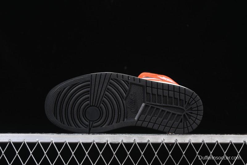 Nike Air Jordan 1 Mid AJ1 Mid-Top Casual Sneakers with Black White Orange Design - DQ8426-801