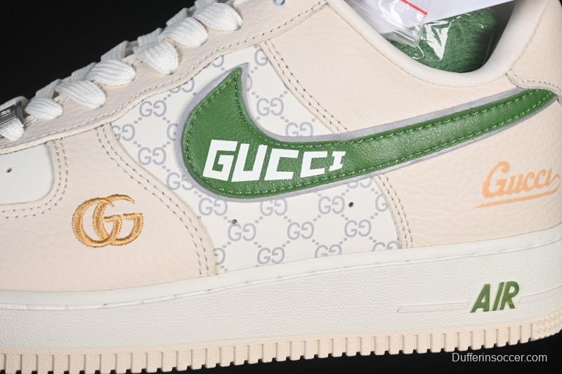 Nike Air Force 1 '07 Low Gucci Collaboration White Brown Green Casual Sneakers - YF9511-804