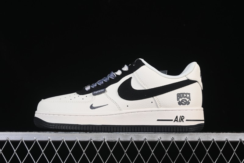 Nike Air Force 1 '07 Low Gucci Collaboration Off-White Black Canvas Hook Low-Top Casual Sneakers - XD2588-605