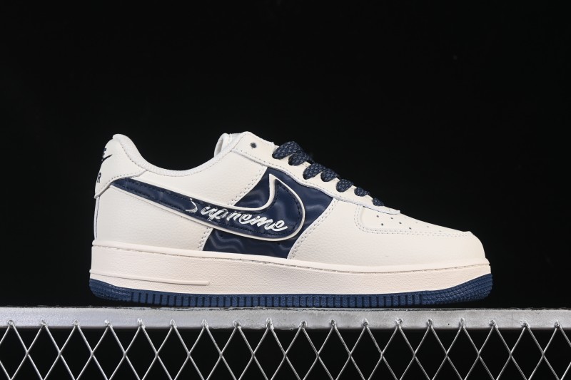 Nike Air Force 1'07 Low Supreme Co-branded Ripple Beige Blue Casual Skate Shoes - XY2025-001