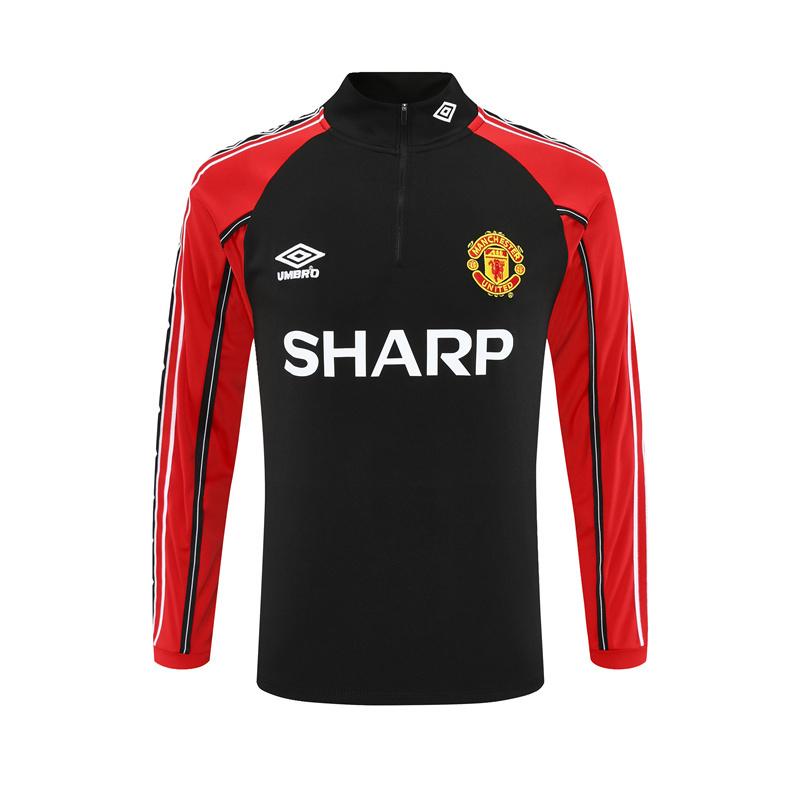 Retro 98/99 Manchester United Black Half Zipper Jacket