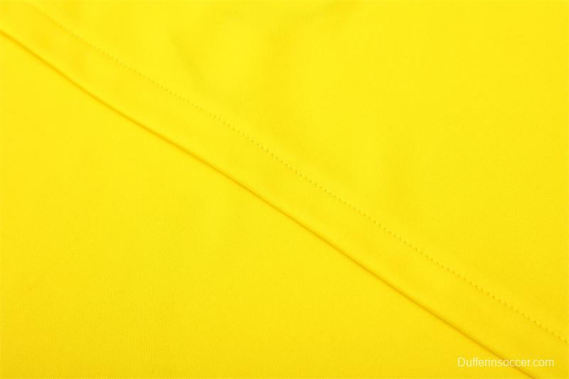 2002 Brazil Yellow Half Zipper Jacket+Long Pants