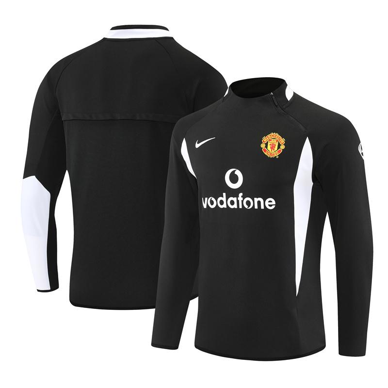 Retro 02/03 Manchester United Black Half Zipper Jacket+Long Pants